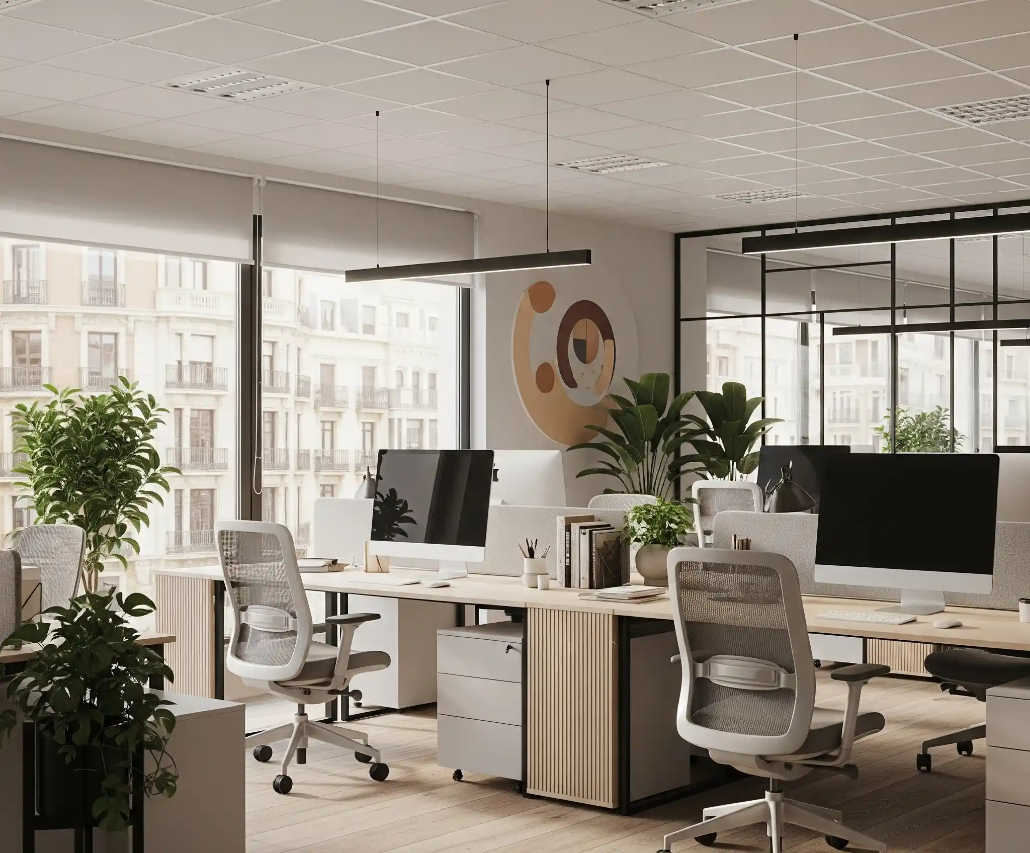 Interior de una oficina moderna y silenciosa